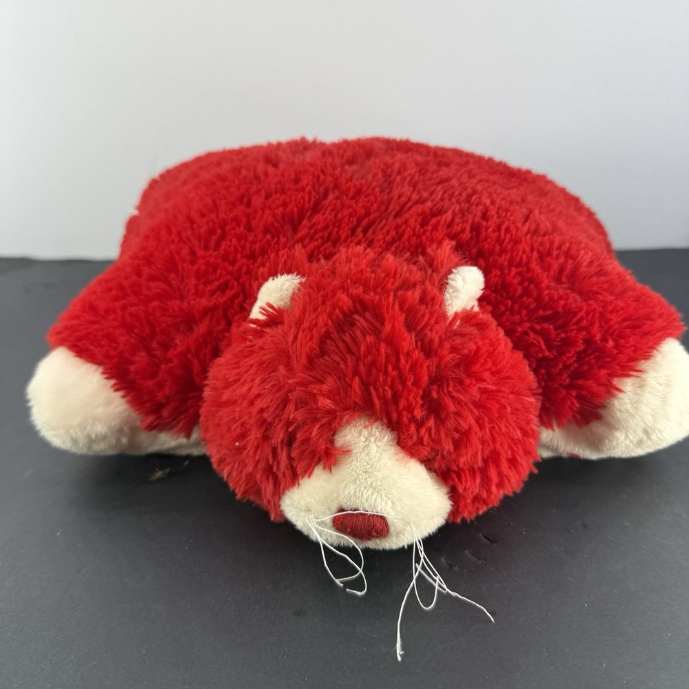 Rare Pillow Pet Pee-Wee Valentine's Red Cat Plush Heart Polka Dot Mini 12" 2009